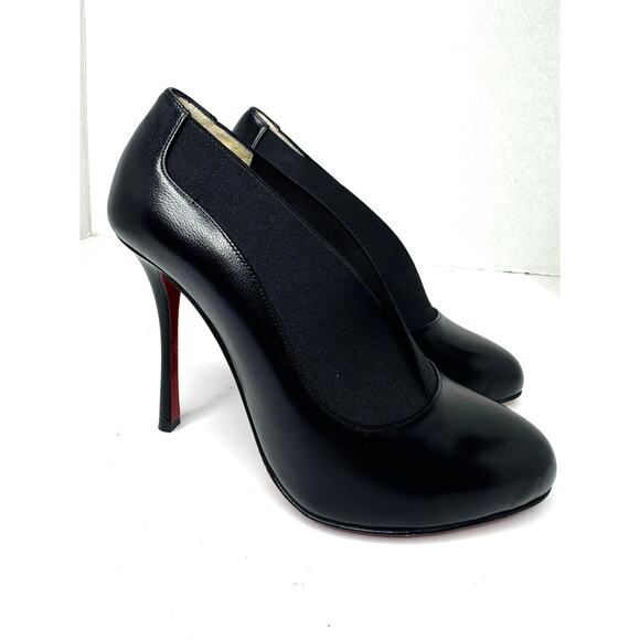 Christian Louboutin Toot Couverte 100 Black Elasticized Leather Booties EU 36.5 - Picture 9 of 11